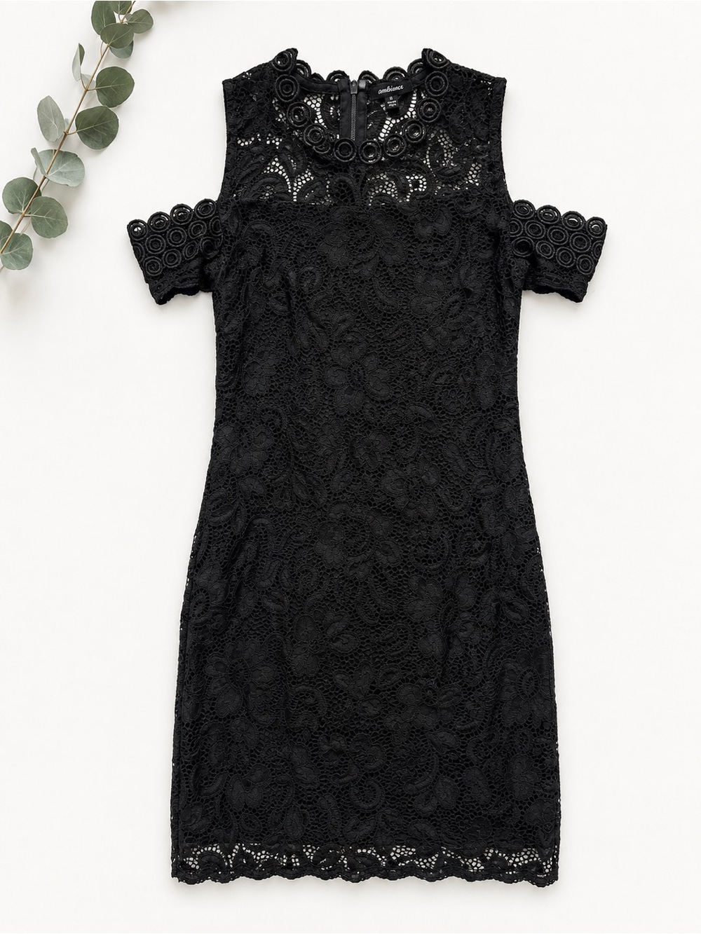Ambiance Black Lace Cold Shoulder Dress – Size M